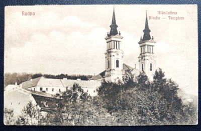 Radna - Manastirea (Kirche, Templom) 1925 - printata, circulata, timbre intacte foto