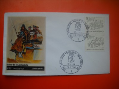 HOPCT PLIC S FDC NR 707 SECOLUL XIX -BERLIN DE VEST 1969 GERMANIA -NECIRCULAT foto