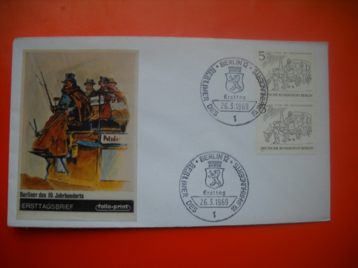 HOPCT PLIC S FDC NR 707 SECOLUL XIX -BERLIN DE VEST 1969 GERMANIA -NECIRCULAT