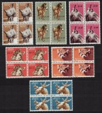 BELGIA 1961 - ANIMALE , ZOO ANTWERPEN , SERIE COMPLETA IN BLOCURI DE 4 , NESTAMP