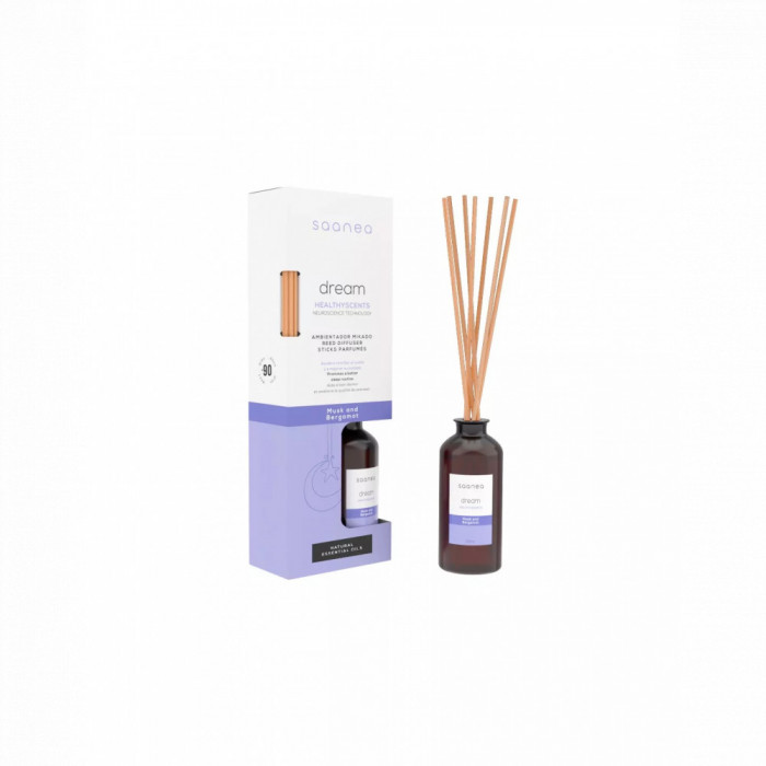 Parfum camera cu betisoare 0% alcool Saanea Dream, Mosc si bergamota 100 ml