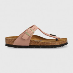 Birkenstock slapi din piele intoarsa Gizeh SFB femei, culoarea roz, cu toc plat, 1024106