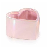 Cumpara ieftin Vaza flori ceramica roz irizat Inimioara cm 12 x 11,5 x 7 H