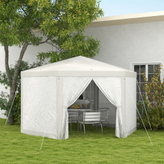 Outsunny Pavilion 4x4 m de Gradina Hexagonal cu Pereti din Plasa