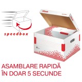 Cutie depozitare cu capac carton reciclat si reciclabil cu capac alb Esselte Speedbox