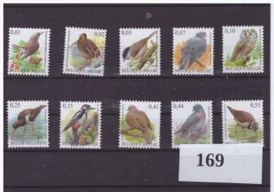 169=BELGIA-Pasari-Lot de 10 timbre-francatura euro- nestampilate,MNH foto