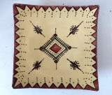Farfurie decorativa ceramica SAFI Maroc, handmade, forma patrata 18.5x18.5cm, lut glazurat, pictata manual, semnata pe dos