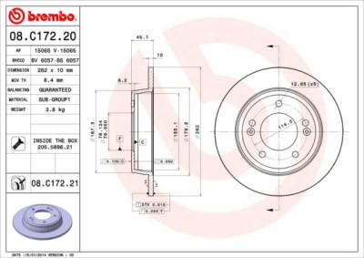 BREMBO 08.C172.21 PRIME LINE - UV Coated Disc frana foto