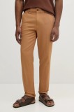 Sisley pantaloni de bumbac culoarea maro, drept, 4GJ0SF057
