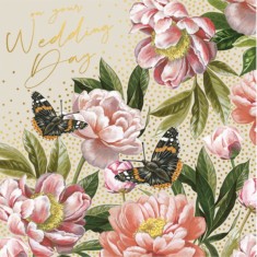 Felicitare - Peonies Butterflies - Wedding Day | The Art File