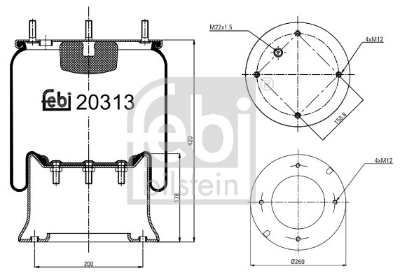 FEBI BILSTEIN 20313 Burduf, suspensie pneumatica
