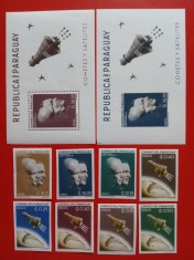 PARAGUAY, SPACE - COLIȚE + SERIE COMPLETĂ IMPERF.MNH