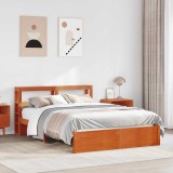 vidaXL Cadru de pat cu headboard 2 pcs Maroniu cerat Lemn de pin masiv 3422715