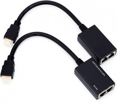 10p HDMI Extender Receiver%Sender, 30M Distanță de transmisie LAN Ethernet Balun foto