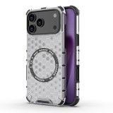 Husa transparenta iPhone 17 Pro Asteroid GSM HoneyComb Shield MagSafe, alb