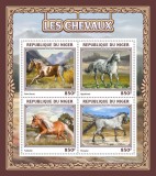 Timbre Niger 2016 Cai, Set Complet, Colita + Bloc MNH, Tema Animale, Colectie Timbre Straine Dupa 1950