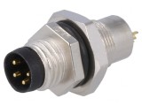 Conector M8 Tată 4 PIN pentru Montare pe Panou cu Piuliță din Spate