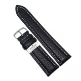 Curea ceas Morellato Kuga Cuoio Rugato piele naturala neagra, cusatura alba, latime 18 mm