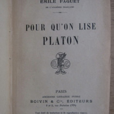 E Faguet Pour qu'on lise Platon Paris 1905