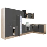 Unitate de Bucatarie Coltar Leziter Yorki 370 Stejar Sonoma cuptor inferior si frigider