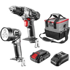 Masina de gaurit, lanterna, acumulator 18V/2Ah si incarcator acumulator 2.3Ah Energy+, geanta de transport GRAPHITE 58G016 HardWork ToolsRange foto