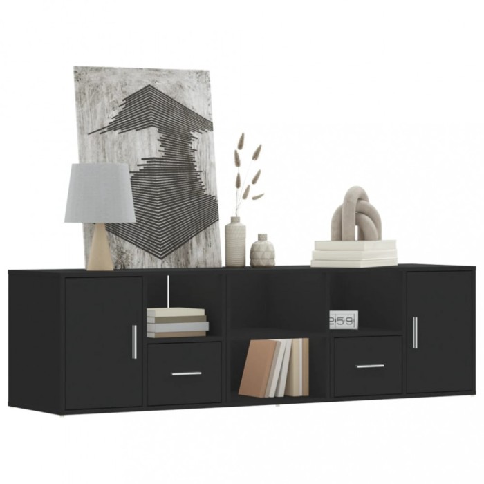 Gossi dulap de colt, negru, 160x40x45 cm, lemn prelucrat