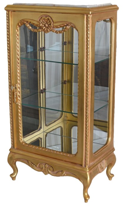 Vitrina Rococo din lemn masiv auriu CAT902
