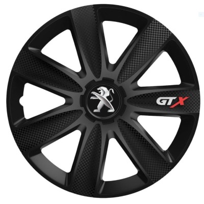Set 4 Capace Roti GTX Carbon Negru R15, Pentru Peugeot foto