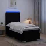 Cumpara ieftin Pat cu arcuri LED si saltea Negru 80 x 200 cm Tesatura