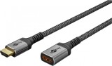 Cablu prelungitor HDMI 8K60Hz/4K120Hz T-M 0.5m brodat Alb/Negru, Goobay G79103