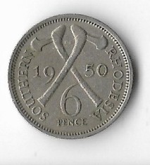 Moneda 6 pence 1950 - Southern Rhodesia foto