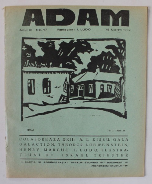 ADAM , REVISTA , redactor I. LUDO , NR. 47 , 1932