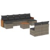 Set mobilier de gradina cu perne, 10 piese, gri, poliratan