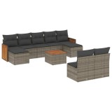 Cumpara ieftin Set mobilier de gradina cu perne, 10 piese, gri, poliratan