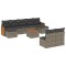 Set mobilier de gradina cu perne, 10 piese, gri, poliratan