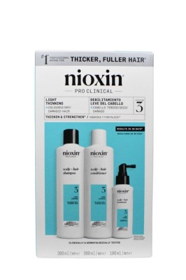 Set profesional impotriva ruperii Nioxin System 3 pentru par vopsit sau deteriorat cu aspect usor subtiat: Sampon, 300 ml + Balsam, 300 ml + Tratament foto