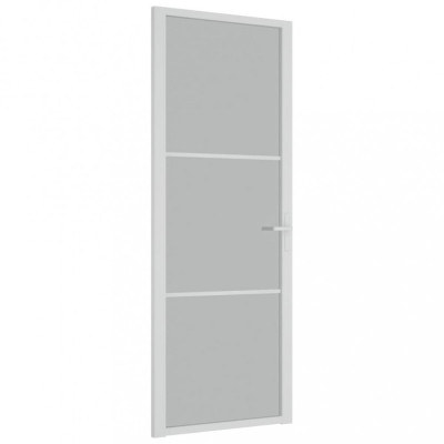 Ușă de interior, 76x201,5 cm, alb, sticlă mată și aluminiu foto