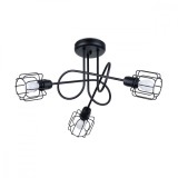 Candelabru Beluci Negru Oțel 3 Becuri Coș Cu Tuburi Modern De Interior