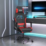 Cumpara ieftin Scaun de gaming cu masaj/suport picioare, negru și roșu, textil