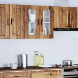 vidaXL Dulap Bucătărie Porto, Lemn Vechi, 60x31x60cm, Ușă Sticlă, Maro, Montare pe Perete