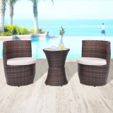 vidaXL Set mobilier bistro cu perne, 3 piese, maro, poliratan 43111