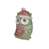Cumpara ieftin Bufnita decor din rasina Green Red Xmas 11 cm x 18 cm, Inart