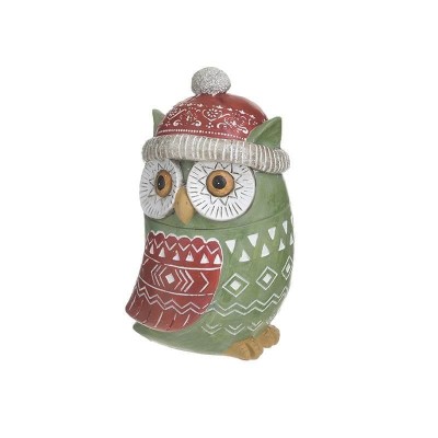Bufnita decor din rasina Green Red Xmas 11 cm x 18 cm foto