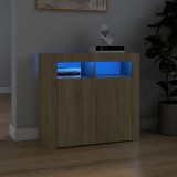 vidaXL Servantă cu lumini LED, stejar sonoma, 80x35x75 cm