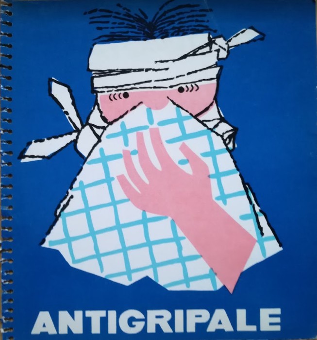 1964 Reclamă medicală farmaceutică ANTIGRIPALE comunism 16x15 ACALOR, ANTIPIRIN