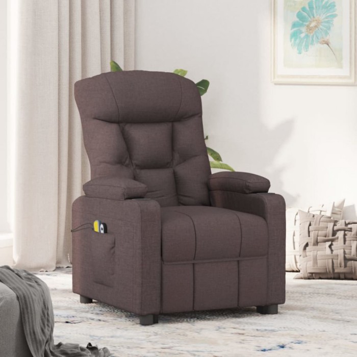 vidaXL Fotoliu de masaj electric, maro &icirc;nchis, material textil