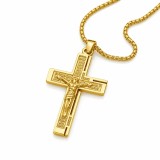Lanț Bărbați cu Cruce Religioasă Placată cu Aur Cod LC33A