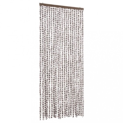 Perdea pentru insecte, gri taupe si alb, 90 x 220 cm, chenille foto