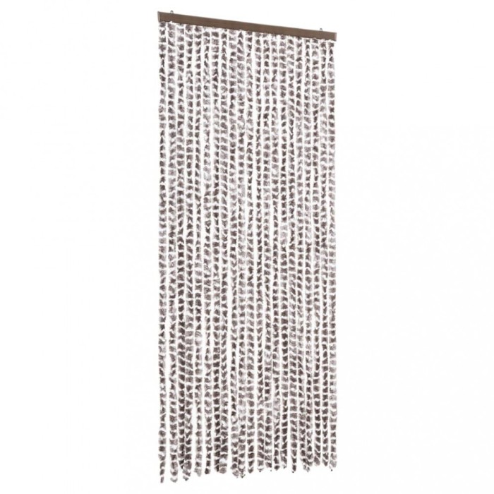 Perdea pentru insecte, gri taupe si alb, 90 x 220 cm, chenille