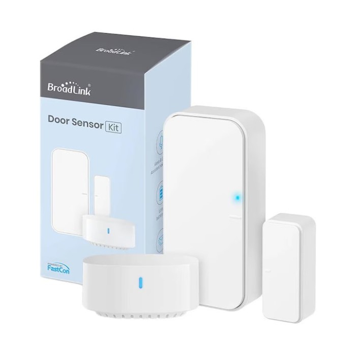 Set Senzor Inteligent pentru Usi BroadLink DS4 cu Hub S3, Compatibil Alexa si Google Assistant, 6.5x5x4cm